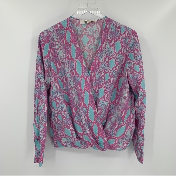 DVF Diane von Furstenberg Marci Sea Python Crest snake blouse pink blue new 6 - Picture 1 of 5